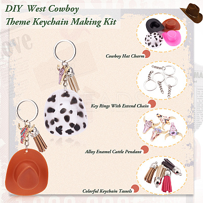 DIY West Cowboy Theme Iron Keychain Making Kit DIY-TA0009-40-1