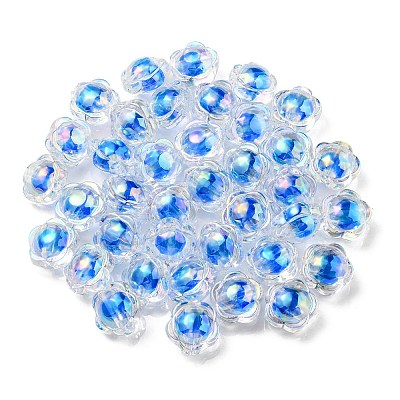 UV Plating Rainbow Iridescent Acrylic Beads OACR-A014-03E-1