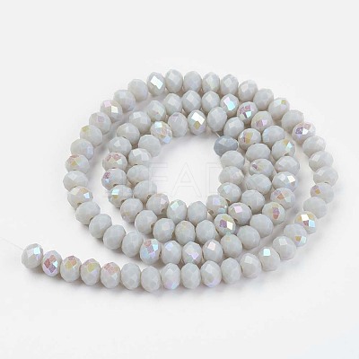 Electroplate Opaque Solid Color Glass Beads Strands EGLA-A034-P6mm-L16-1