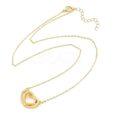 Brass Couple Heart Pendant Necklaces KK-CBA4547-07G-1