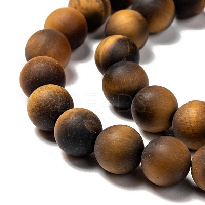 Natural Frosted Tiger Eye Round Bead Strands G-M064-8mm-02-1