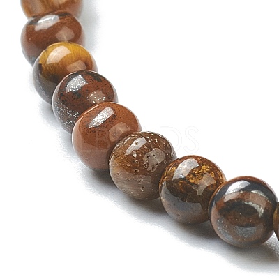 Natural Tiger Eye Beaded Stretch Bracelets BJEW-D446-A-29-1