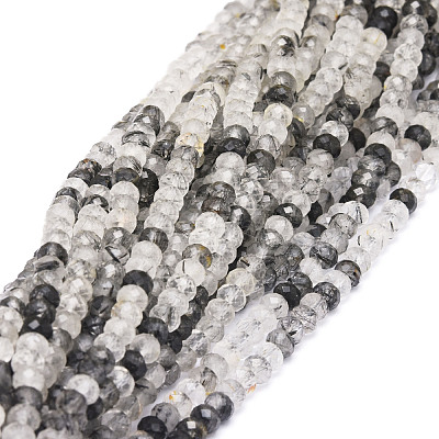 Natural Black Rutilated Quartz Beads Strands G-E569-H09-1