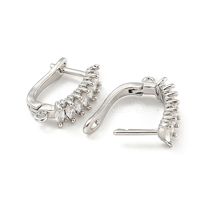 Rack Plating Brass Micro Pave Cubic Zirconia Hoop Earring Findings EJEW-C102-19P-1