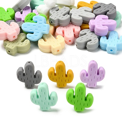 24Pcs 12 Colors Cactus Silicone Beads SIL-YW0001-20-1
