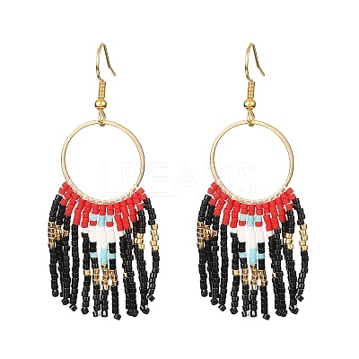 Glass Seed Braided Chandelier Earrings EJEW-MZ00087-1