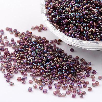 Round Transparent Colors Rainbow Glass Seed Beads X-SEED-A007-2mm-176-1