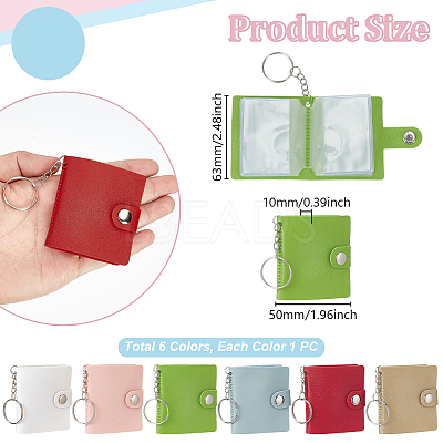 6Pcs 6 Colors PU Leather Photocard Sleeve Keychain KEYC-GA0001-53-1