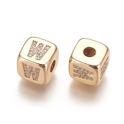 Brass Micro Pave Cubic Zirconia Beads KK-K238-16G-W-1