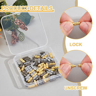 72Pcs 3 Colors Column Brass Screw Clasps KK-HS0015-63-1