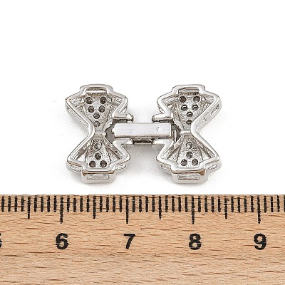 Brass Micro Pave Clear Cubic Zirconia Fold Over Clasps KK-C075-41P-1