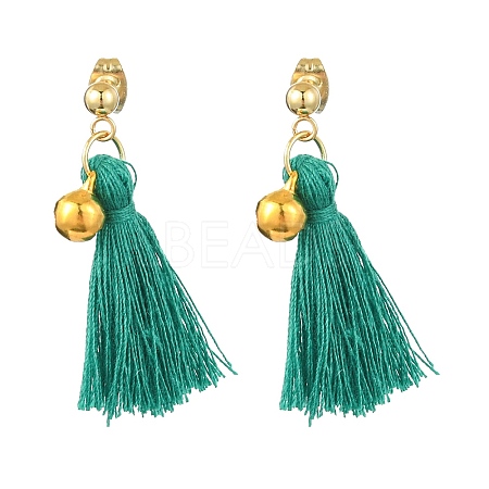Christmas Tree Tassel Dangle Earrings EJEW-JE06104-1