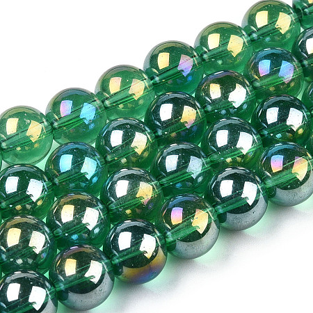 Electroplate Transparent Glass Beads Strands GLAA-T032-T8mm-AB21-1