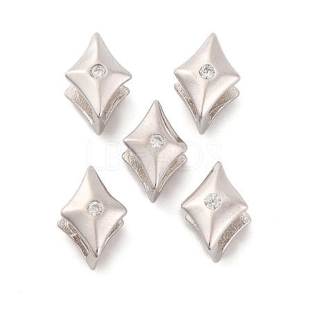 925 Sterling Silver Micro Pave Clear Cubic Zirconia Slide Charms STER-P061-02B-P-1