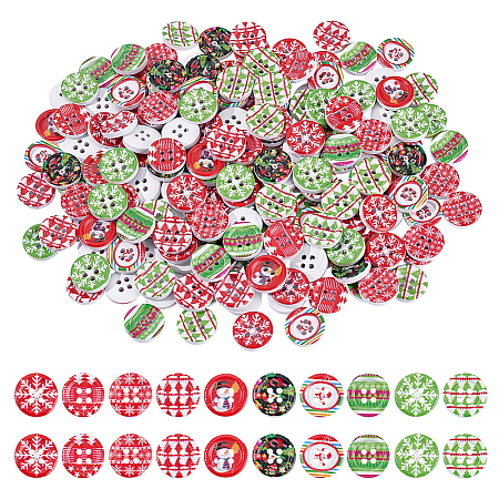 240Pcs Wood Buttons BUTT-ME0001-21-1