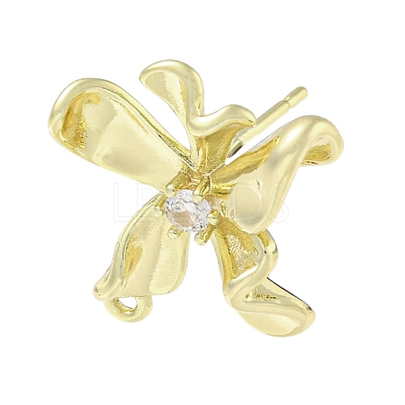 Brass Cubic Zirconia Ear Studs Findings LS-KK-R154-03G-1