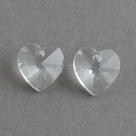 Transparent Glass Heart Pendants EGLA-R082-07-1
