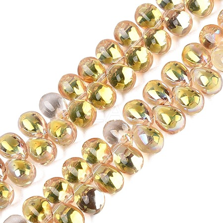 Electroplate Baking Paint Transparent Glass Beads Strands GL-N005-02A-C14-1