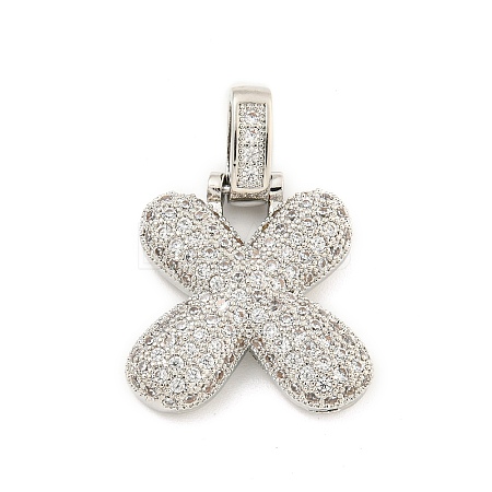 Brass Micro Pave Clear Cubic Zirconia Pendants KK-B099-01P-X-1