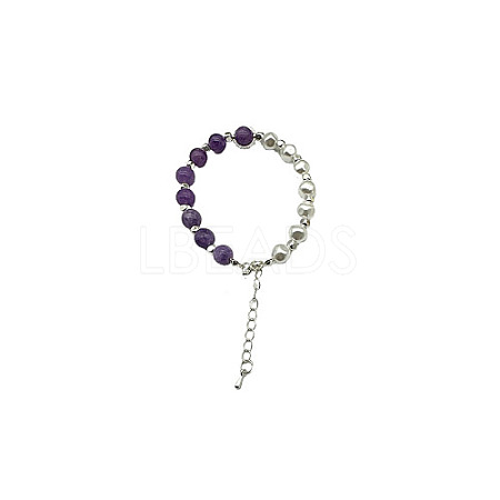 Natural Amethyst Round Beaded Bracelet NC1314-08-1