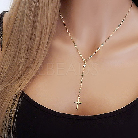 Alloy Crystal Rhinestone Cross Pendant Y Necklaces for Women WGC3C95-01-1