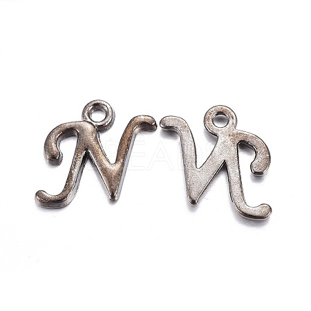 Gunmetal Plated Alloy Letter Pendants LS-X-PALLOY-J718-01B-N-1