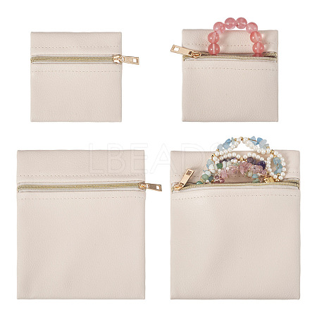2Pcs 2 Styles Rectangle Square PU Leather Jewelry Gift Zipper Bags ABAG-TADJ0001-01B-1