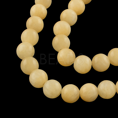 Round Natural Yellow Jade Beads Strands G-R336-8mm-03-1