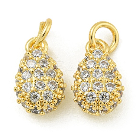 Rack Plating Brass Micro Pave Clear Cubic Zirconia Charms KK-Z067-23G-05-1