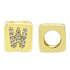 Brass Micro Pave Clear Cubic Zirconia European Beads KK-T030-LA842-WX3-1