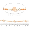 Brass Hexagonal Column Glass Seaded Beaded & Resin Round Beaded Link Chains CHC-G026-01B-2