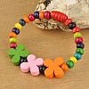 Colorful Wood Bracelets for Kids BJEW-JB00740-2