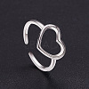 SHEGRACE Simple Design Rhodium Plated 925 Sterling Silver Cuff Rings JR327A-2