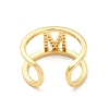 Clear Cubic Zirconia Initial Letter Open Cuff Ring RJEW-A012-01G-M-3