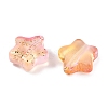 Transparent Spray Painted Frosted Glass Beads GLAA-NH0003-01B-2