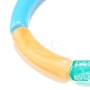 Acrylic Curved Tube Beaded Stretch Bracelet BJEW-JB07980-04-5