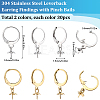 60Pcs 2 Colors 304 Stainless Steel Leverback Earring Findings STAS-SC0006-48-2