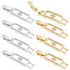 8Pcs 2 Colors Rectangle with Cross Rack Plating Brass Micro Pave Clear Cubic Zirconia Watch Band Clasps ZIRC-PH0001-48-1