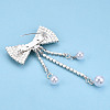 Crystal Rhinestone Bowknot with Plastic Pearl Lapel Pin JEWB-T002-09S-3