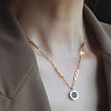 304 Stainless Steel with Black Acrylic Roman Numerals Flat Round Pendant Necklaces FS-WG7B842-02-1