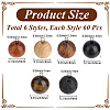 240Pcs 4 Colors Round Natural Wood & 60Pcs Natural Tiger Eye & 60Pcs Natural Lava Rock Beads Findings Kits DIY-PA0001-65-2