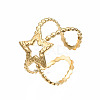 304 Stainless Steel Star Open Cuff Ring RJEW-T023-05G-3