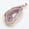 Natural Geode Agate Pendants G-G950-02G-2