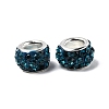 Polymer Clay Rhinestone European Large Hole Beads with Silver Color Plated Brass Cores FPDL-R002-04-2