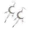 Natural Quartz Crystal & Synthetic Moonstone Beads & Alloy Pendant Chandelier Earrings EJEW-TA00814-4