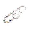 Colorful Cubic Zirconia Dangle Chains Double Hoop Earrings EJEW-C030-14P-3