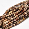 Frosted Natural Petrified Wood Round Bead Strands G-F266-07-8mm-1