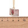 Brass Enamel Book Pendant Necklaces for Women KK-CBAF5B9-01G-08-3