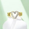 304 Stainless Steel with Rhinestone Adjustable Cuff Rings RJEW-Q020-16G-4