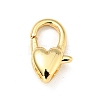 Brass Heart Lobster Claw Clasps KK-G416-47G-1